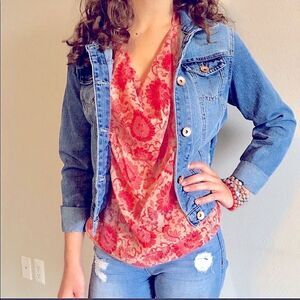 CAbi Vita Sleeveless Pink & Red Top Small